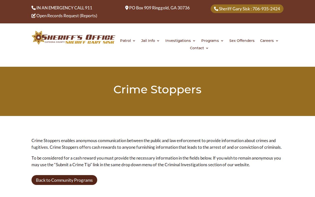 Catoosa County most wanted Crime Stoppers tip channel