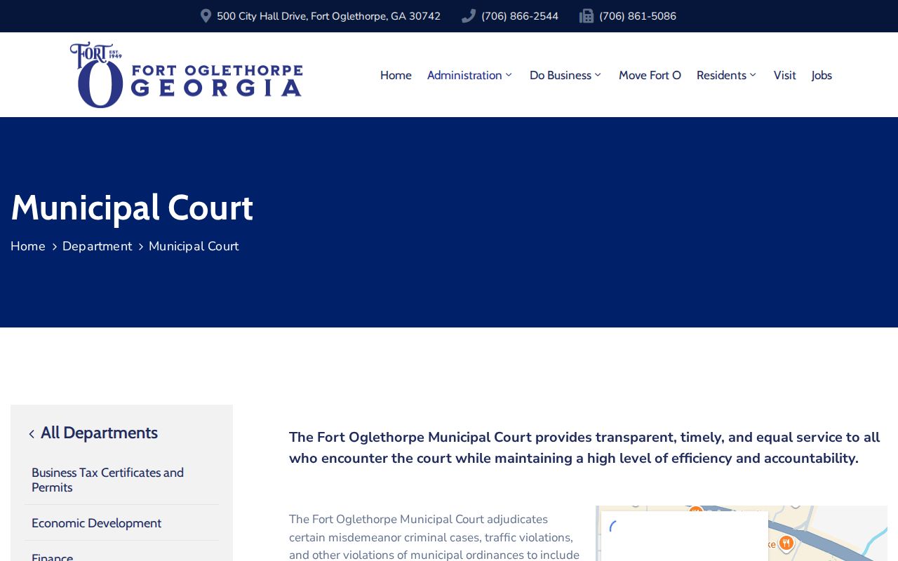 Fort Oglethorpe Municipal Court payment and FTA instructions