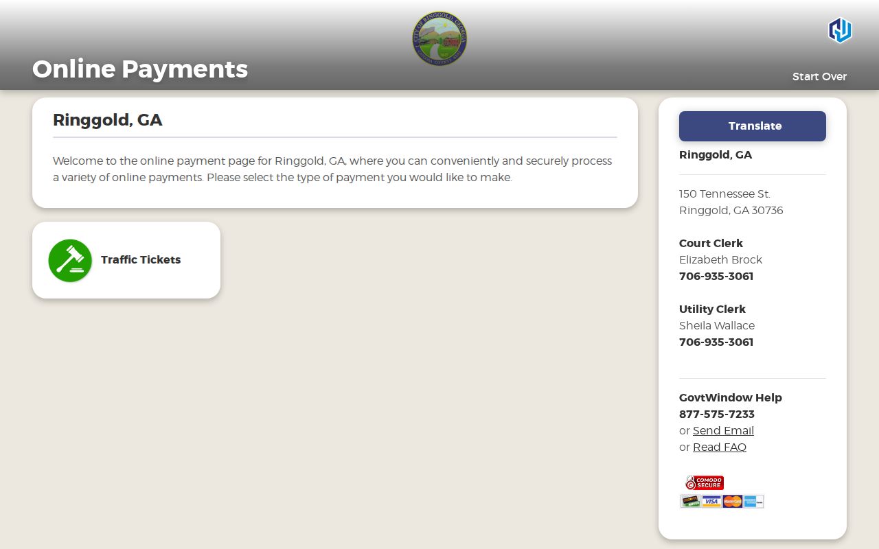 Official-linked Ringgold payment page
